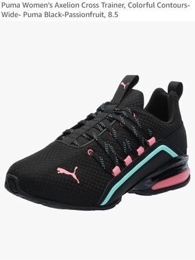 Puma Women's Black Athletic Sneakers with Pink & Teal Accents